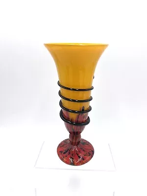 Buy Vintage Czech Bohemian Tango Orange Spatter End Of Day Vase W/ Applied Spiral • 57.11£