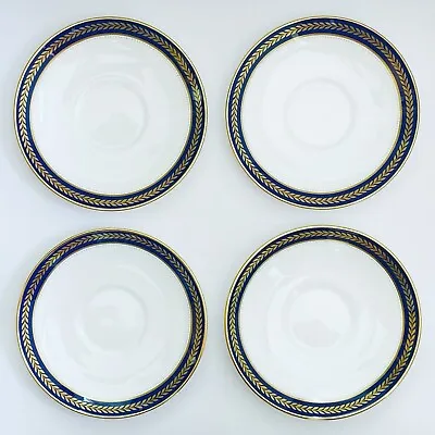 Buy 4 Coalport Blue Wheat 5 5/8  Round Saucers For 2 7/8  Footed Coffee Cups England • 38.61£