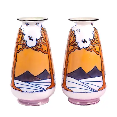 Buy Charlotte Rhead Pottery Vases Tubelined Lustre Mountain Snow Woodland Lawleys Bu • 850£