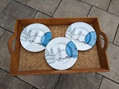 Buy 3 X Poole Pottery Plates England London Bridge City Sketch Design • 24.99£