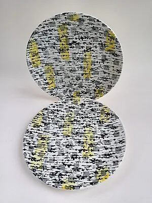 Buy 2 Vintage Woods Ware Abstract / Eames / Groag Era Side Plates. Yellow / Grey. • 8.99£