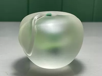 Buy Wedgwood Style Frosted White With Green Inside Apple Shape Art Glass Paperweight • 12.99£