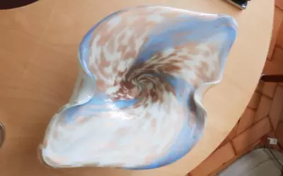 Buy Murano Fratelli Toso Art Glass Bowl Turquoise  Copper Aventurine Swirl Italy MCM • 50£