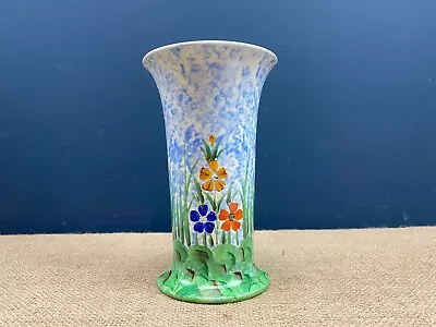 Buy LOVELY HAND PAINTED ENGLISH ART DECO 1930s FLORAL FLUTED VASE • 15£