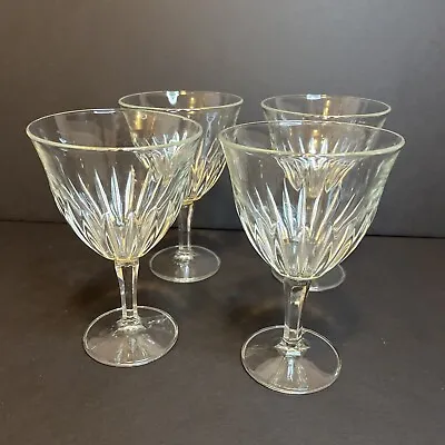 Buy Vintage Italian Cut Crystal Set Of 4 Stemmed Goblets Water Glasses 6 1/4” • 24.11£