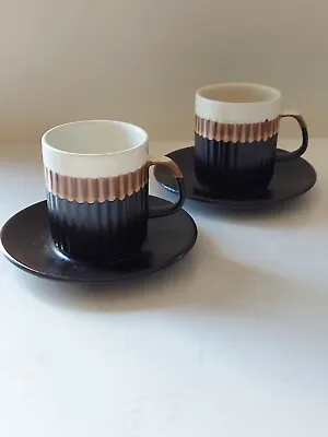 Buy 2 Studio Pottery Mugs Saucers Ulster Ceramics Made In Ireland Beige Brown Glaze • 16£