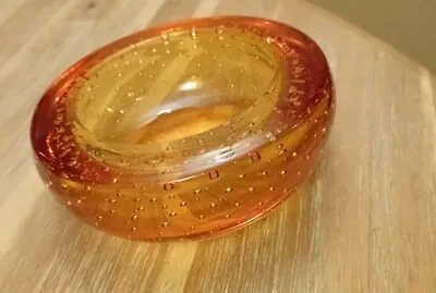 Buy Whitefriars Amber / Orange Controlled Bubble Bowl Mid Century Art Glass • 12.99£