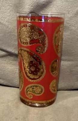 Buy Vintage Culver MCM Red 22k Gold Paisley Highball Glass 5-1/2” *EX++ • 17.74£