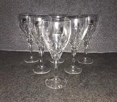 Buy Six Royal Doulton Crystal Wine Glasses Canterbury Design • 59.95£