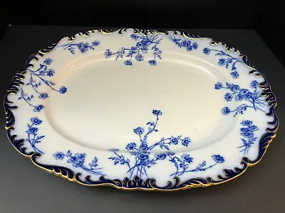 Buy Antique 19th C. Cauldon Ware Brown Westhead Moore & Co Flow Blue Platter Cobalt • 215.17£