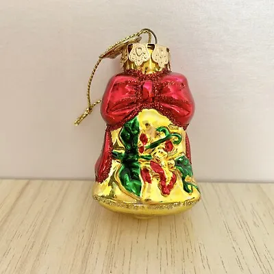 Buy Vintage Thomas Pacconi Christmas Bell With Bow Ornament Blown Glass Decoration • 15£