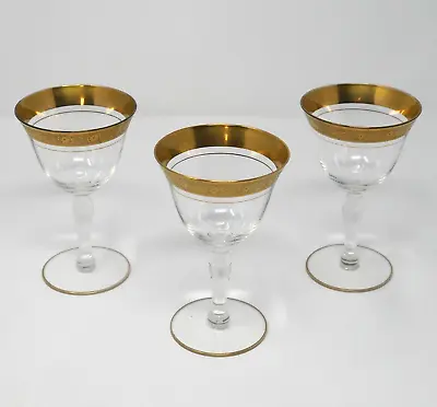 Buy Tiffin-Franciscan Rambler Rose Clear Champagne Sherbet Glasses Optic Gold Set 3 • 25.47£