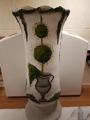 Buy Large Portuguese Pottery Art Vase With Tree Design H13  X W6  Vgc • 15£