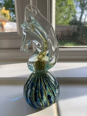 Buy Vintage Mdina Glass Seahorse Paperweight (Signed) 5.75  Tall • 10£