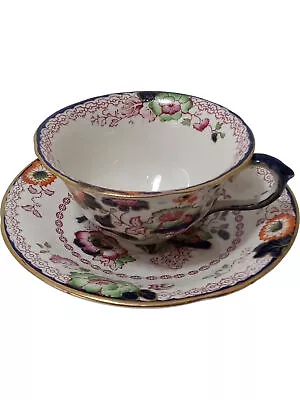 Buy Mason's Cup & Saucer Ironstone China Floral Pattern Gold Rim • 10£