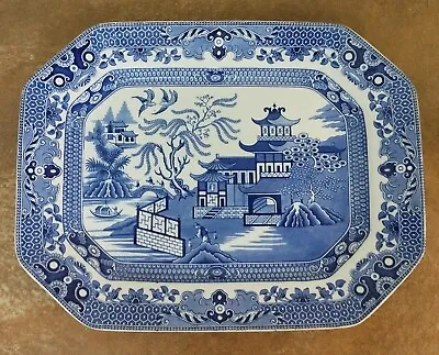 Buy Antique Burleigh Ware, Burgess & Leigh, Old Blue Willow, Serving Platter 35x45cm • 34.95£