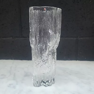 Buy Iittala Texured Art Glass Ice Vase MCM AVENA Signed Tapio Wirkkala Finland 7   • 73.78£