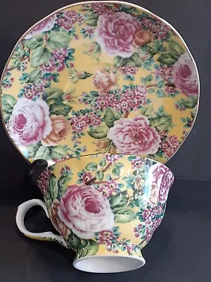 Buy English Pink Peony Rose Chintzware China Teacup & Saucer. Edwardian Collection. • 23.15£