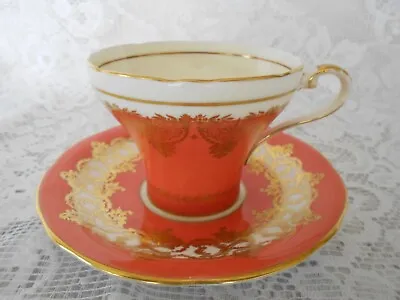 Buy Vintage Art Deco Aynsley Bone China Orange Gold Cup Saucer No.1215 • 35£