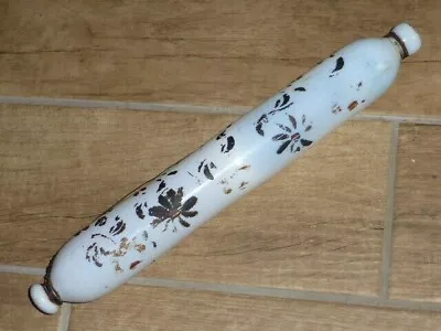 Buy Rare Antique Victorian Opal Glass Rolling Pin With Hand Painted Floral Design • 65£
