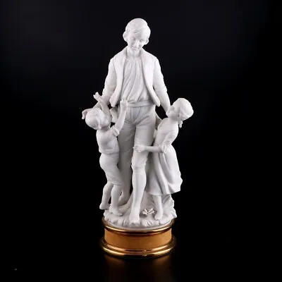 Buy SALE! Superb 15” 19th Century English Parian Ware Father With Children Figurine • 330.75£