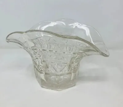 Buy Crystal Cut Clear Glass Vase Basket Fruit Bowl Depression Heavy Vtg GA • 9.99£