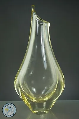 Buy Czech Bohemian Glass Zbs Zelezny Brod Sklo Citrine Yellow Vase Mcm • 35£