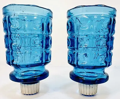 Buy Aqua Blue Depression Pressed Glass Peg Votive Candle Holders Vintage Set Of 2 • 18.20£