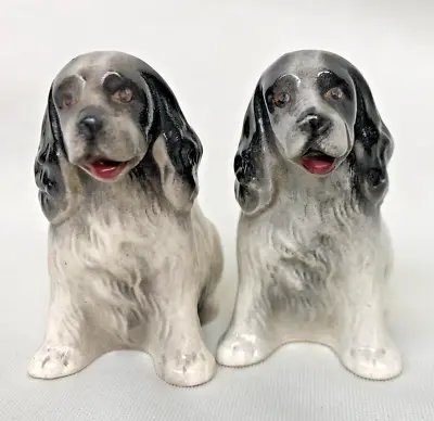 Buy Vintage Branksome China Pottery Hand Painted Spaniel Dog Figurines X2 • 20£