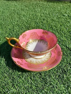 Buy Coalport Bone China Cup & Saucer Pink With Gold Trim  • 47£