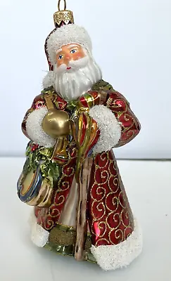 Buy NIB Glassware Art Studio Christmas Glass Ornament Old Fashioned Santa With Bag • 21.77£