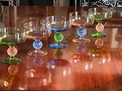 Buy Rare Retro Crystal Set 4 Crystal Harlequin Champagne / Dessert Glasses Murano? • 59.32£