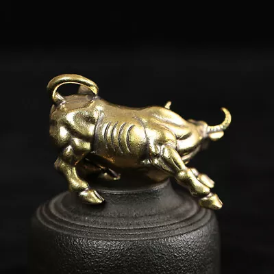 Buy Vintage Brass Bull Figurine Decoration Golden Calf Statue • 12.35£