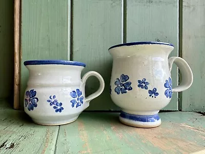 Buy Vintage Moville Donegal Irish Studio Pottery Footed Mug & Cup Blue/White Floral • 9£