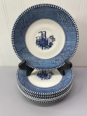 Buy Currier And Ives Mississippi Steamboat Small Saucer / Snack Plates 6” Set Of 6 • 16.07£