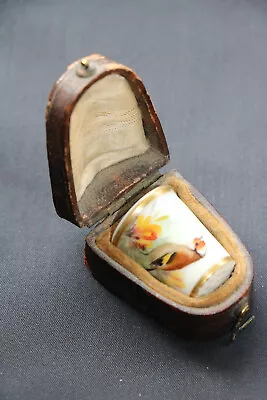 Buy Early 1900's Royal Worcester Porcelain Thimble, Goldfinch, Puce Back Stamp • 30£