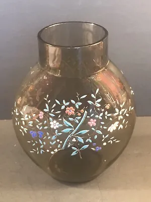 Buy Antique Moser Glass Vase/Bohemian/Enamel Flowers/Gold/Art Deco/Czech C.1930/H:7” • 314.11£
