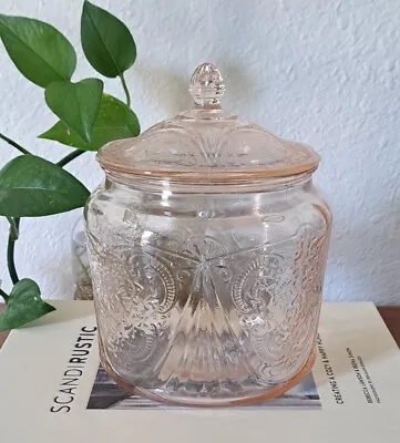 Buy Vintage Hazel Atlas Pink Royal Lace Depression Glass Cookie Jar Canister  • 37.90£