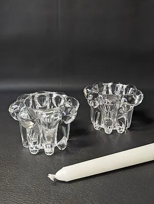 Buy Pair Of Reims Vintage Retro French Glass Candle Tea Light Holders • 5.99£