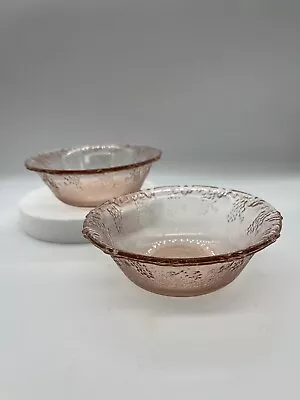 Buy Vintage KIG Pink Depression Glass Fruit Bowl 5 3/8”; Set Of 2 • 13.23£