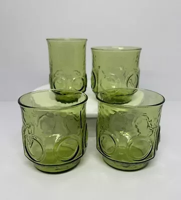 Buy Lot Of 4 Anchor Hocking Heritage Hill Avocado Green Tumblers/Drinking Glasses • 15.13£