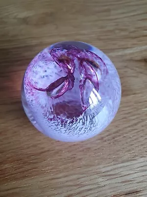 Buy Caithness Scotland Pixie Glass Paperweight Cerise Pink And White Swirl • 10.99£