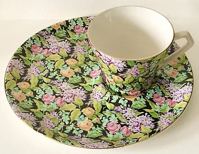 Buy Vintage England Lord Nelson Ware Black Beauty Chintz Cup&Snack Dessert Plate Set • 84.19£