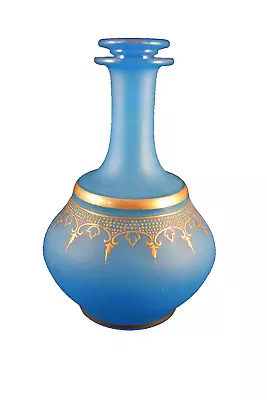Buy Opaline Glass Antique French Decanter Blue With Gilt Decoration • 245£