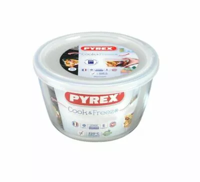 Buy Pyrex Microwave Safe Classic Round Glass Dish With Plastic Lid 0.6L - White • 8.78£