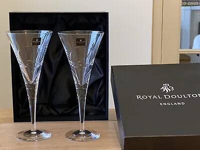 Buy 2 X Royal Doulton Hand Cut Crystal Saturn Wine Glasses 270ml • 29£