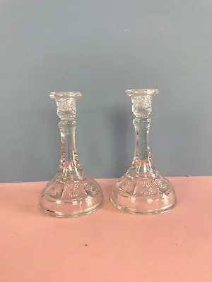 Buy Vintage Glass Candlesticks, Candle Holders, Small, Matching Pair, Christmas • 14.99£