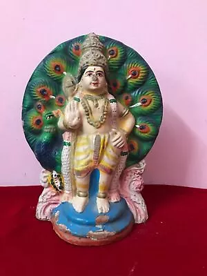 Buy Hindu Lord Muruga Kartikeya Idol Statue Vintage Old Pottery Terracotta Mud D67 • 85.37£