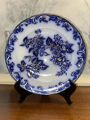 Buy Antique Wedgwood Pearl Ware Rose And Jessamine Flow Blue W/ Gold Dinner Plate • 76.07£