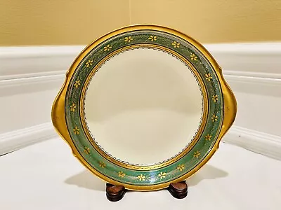 Buy Antique T&V France Limoges Green Gold Cookie Plate • 23.98£